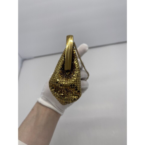 Vintage Whiting & Davis Gold tone Clutch Purse Sequin Mesh Crystals retro bag - Picture 12 of 16